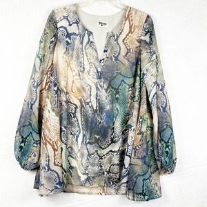 Show Me Your Mumu Tunic Top Snake Print Lined Lizzie V Neck Womens Small